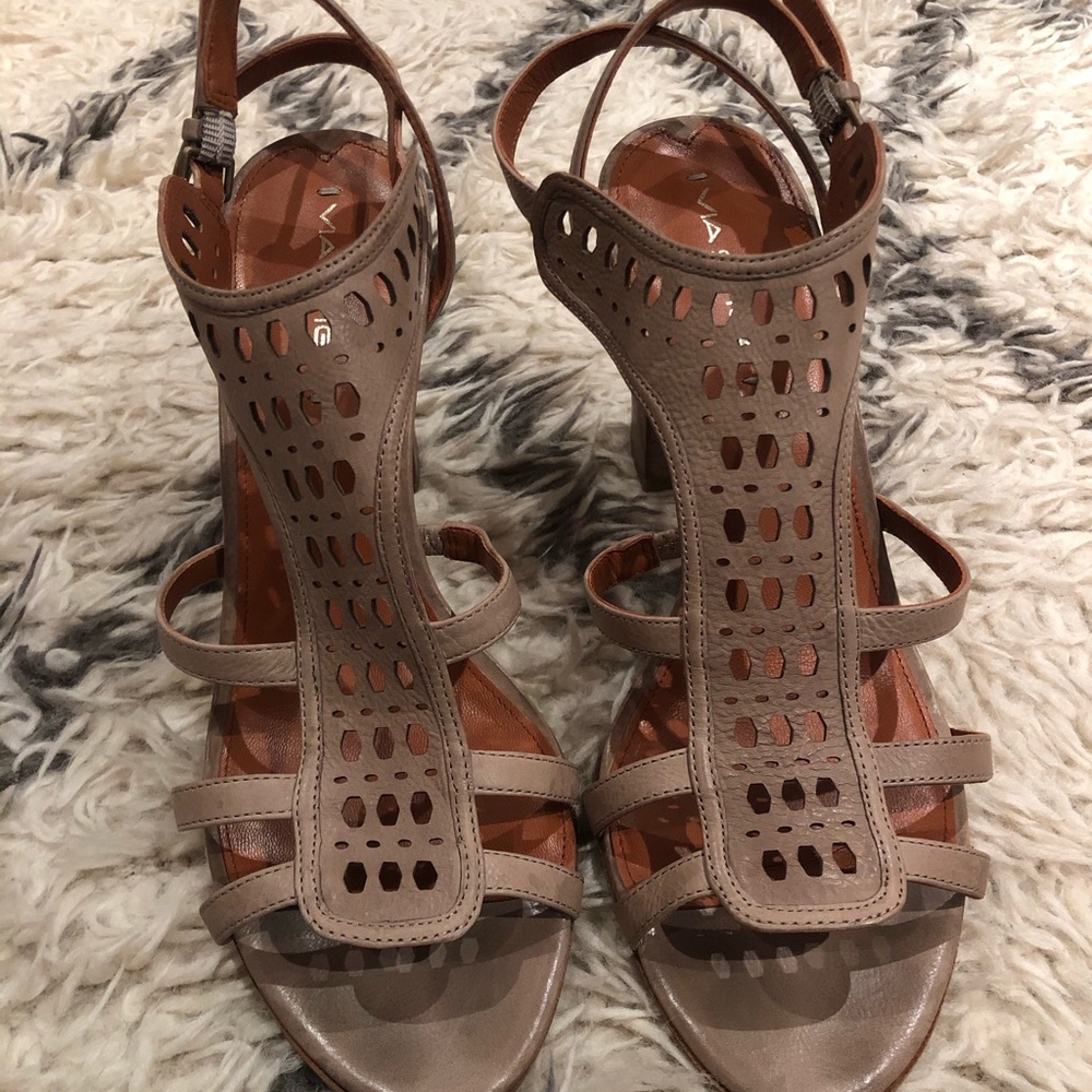 Via Spiga Tan Leather Heeled Sandals